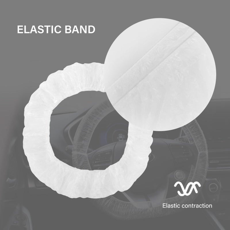 NHHC 100PCS Disposable Steering Wheel Covers Disposable Steering Wheel Protector with Elastic for Avoiding Scuffs & Scratches Universal Car Steering Wheel Cover Car Accessories - Image 4
